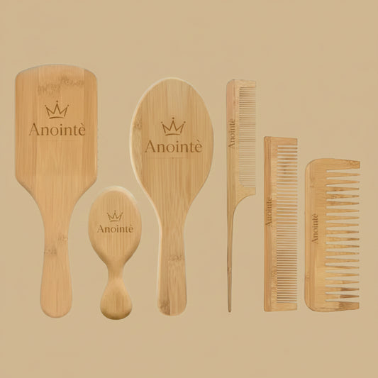 Bamboo cushion set detangling hair brush combo set for detangling Brush 6 piece